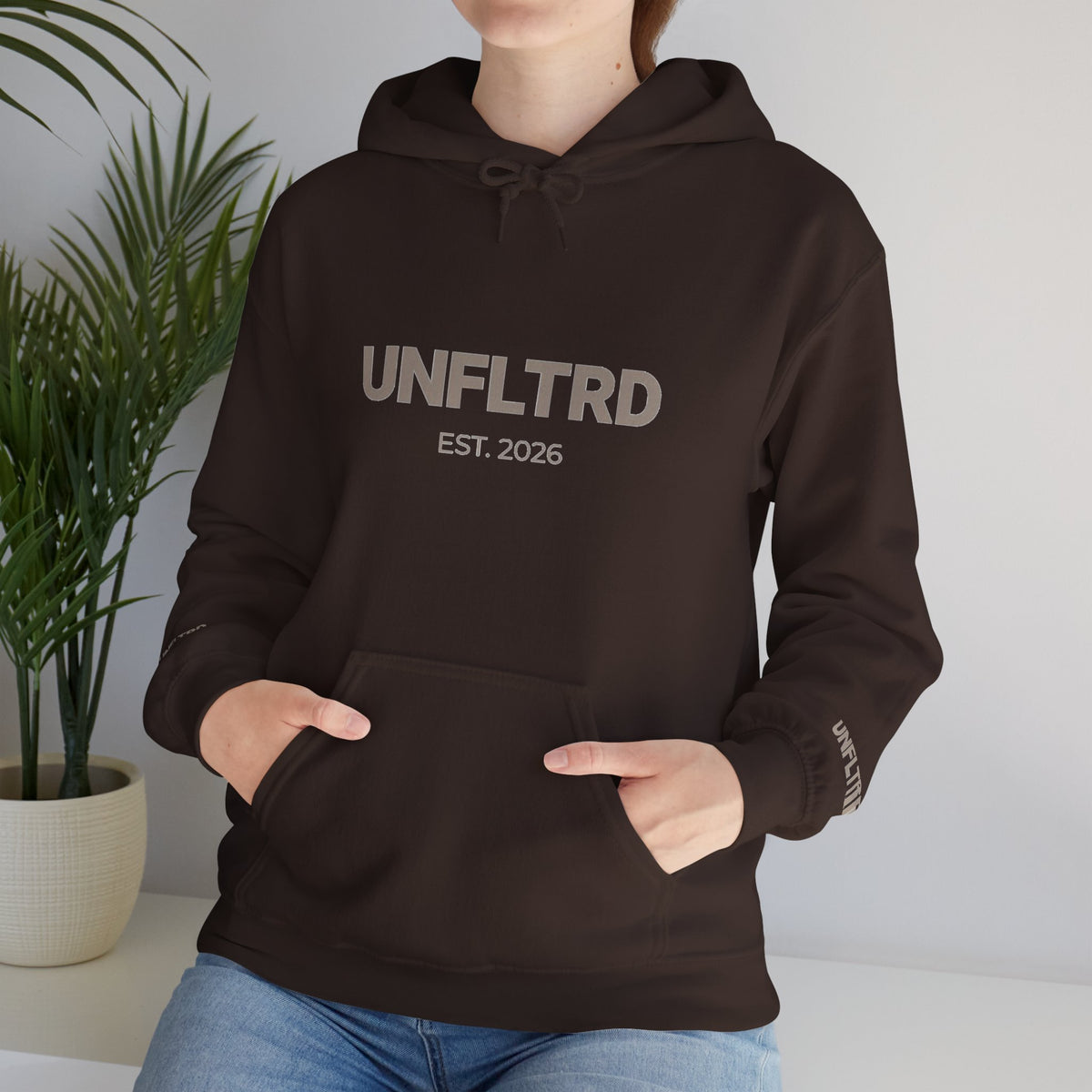 UNFLTRD Statement Hoodie - Dark Brown