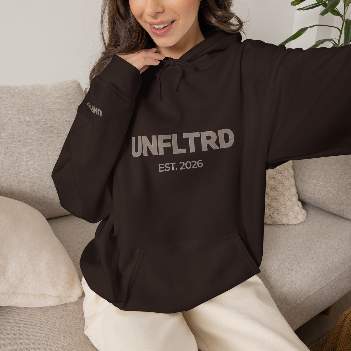 UNFLTRD Statement Hoodie - Dark Brown