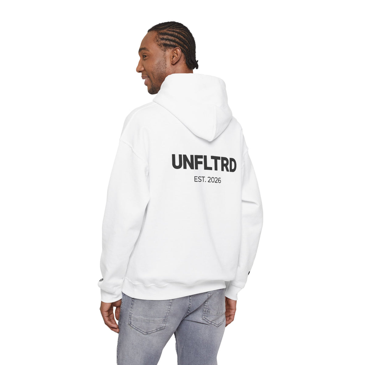 Logo Hoodie — Minimalist White Pullover - UNFLTRD