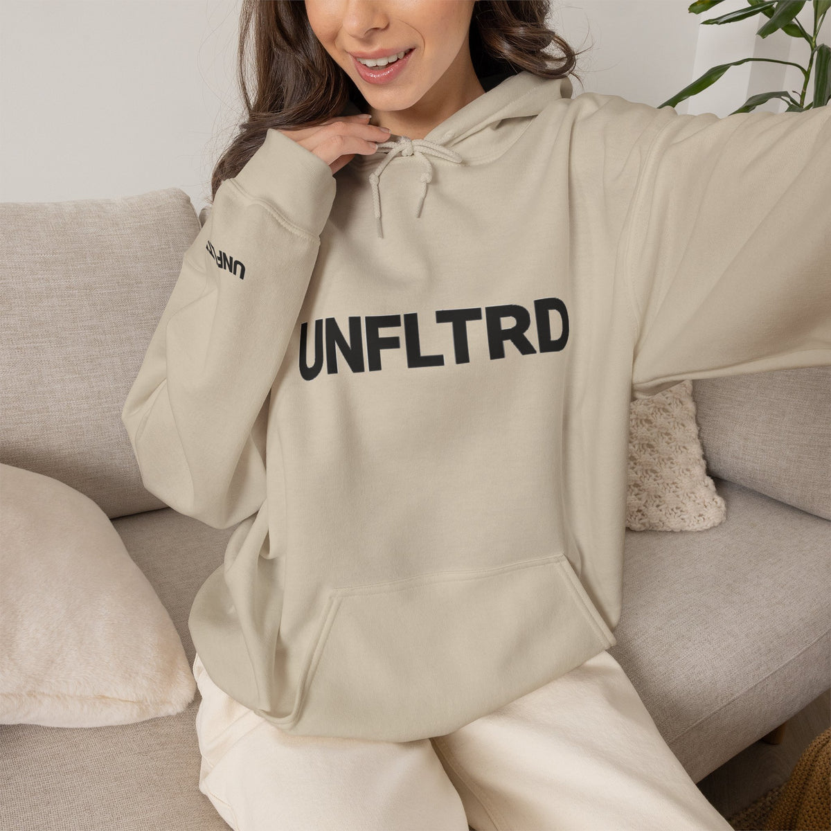 Logo Hoodie — Minimalist White Pullover - UNFLTRD
