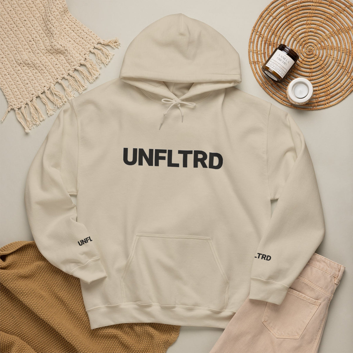 Logo Hoodie — Minimalist White Pullover - UNFLTRD