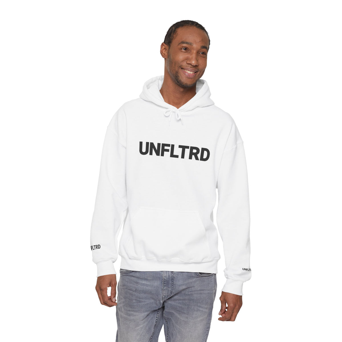 Logo Hoodie — Minimalist White Pullover - UNFLTRD