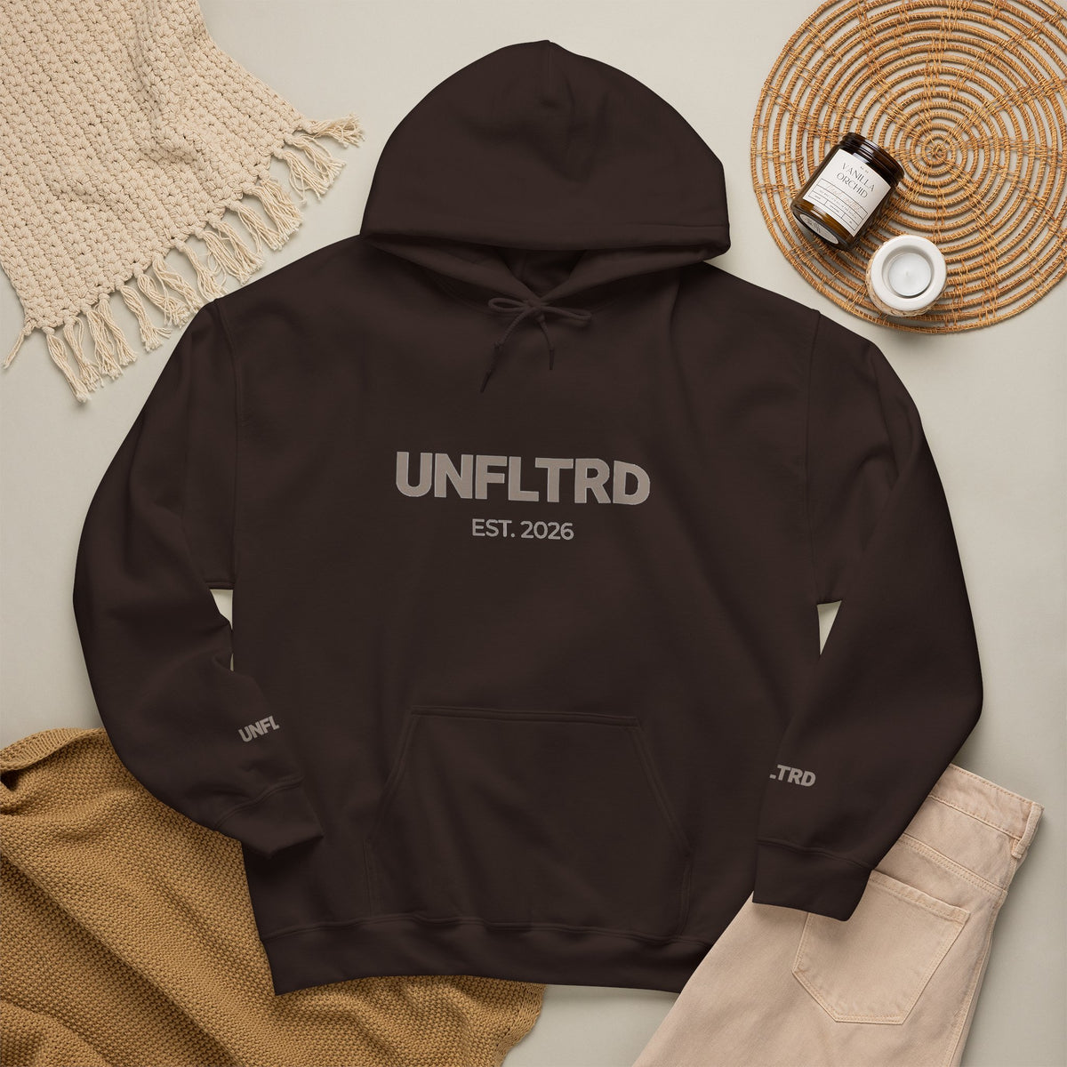 UNFLTRD Statement Hoodie - Dark Brown
