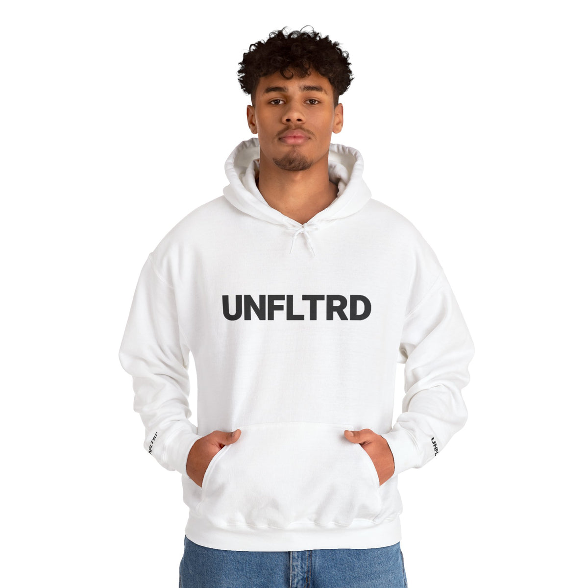 Logo Hoodie — Minimalist White Pullover - UNFLTRD