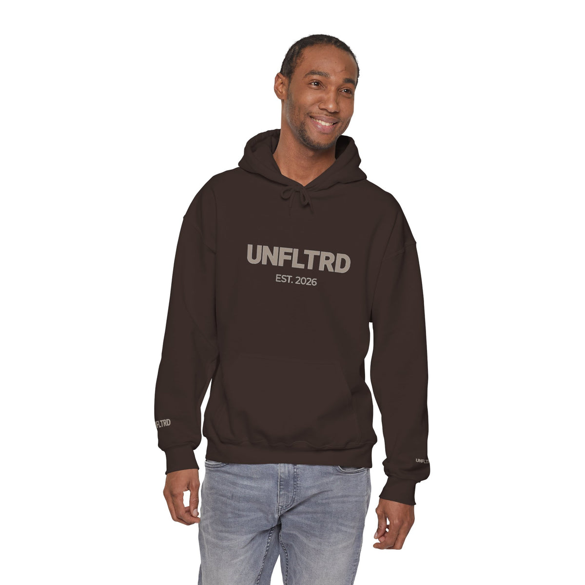 UNFLTRD Statement Hoodie - Dark Brown