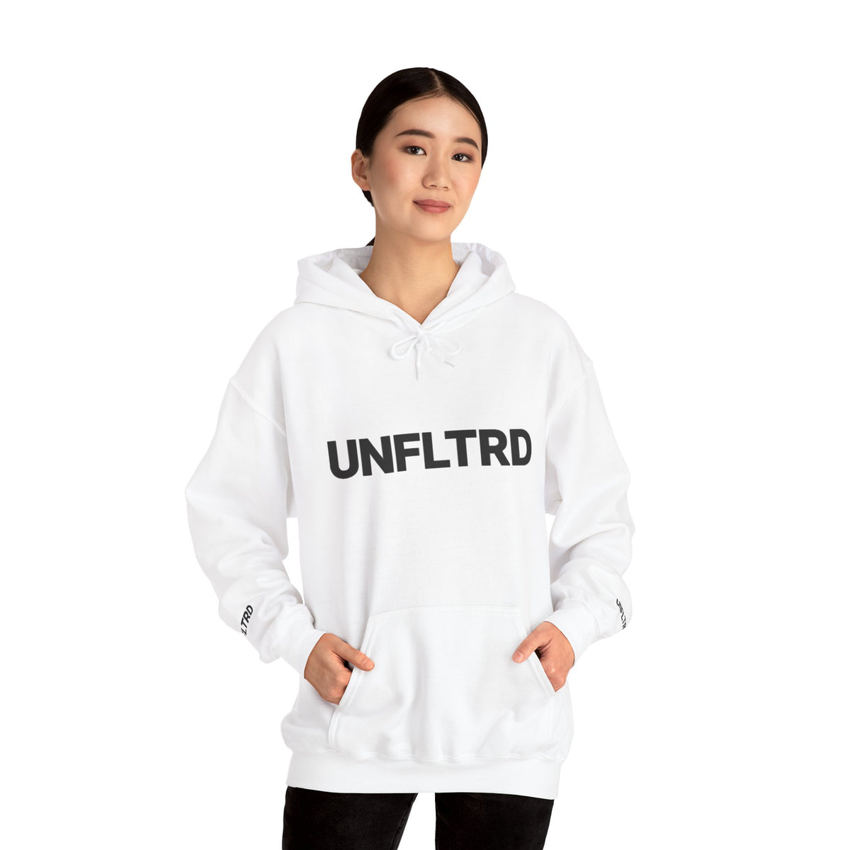 Logo Hoodie — Minimalist White Pullover - UNFLTRD