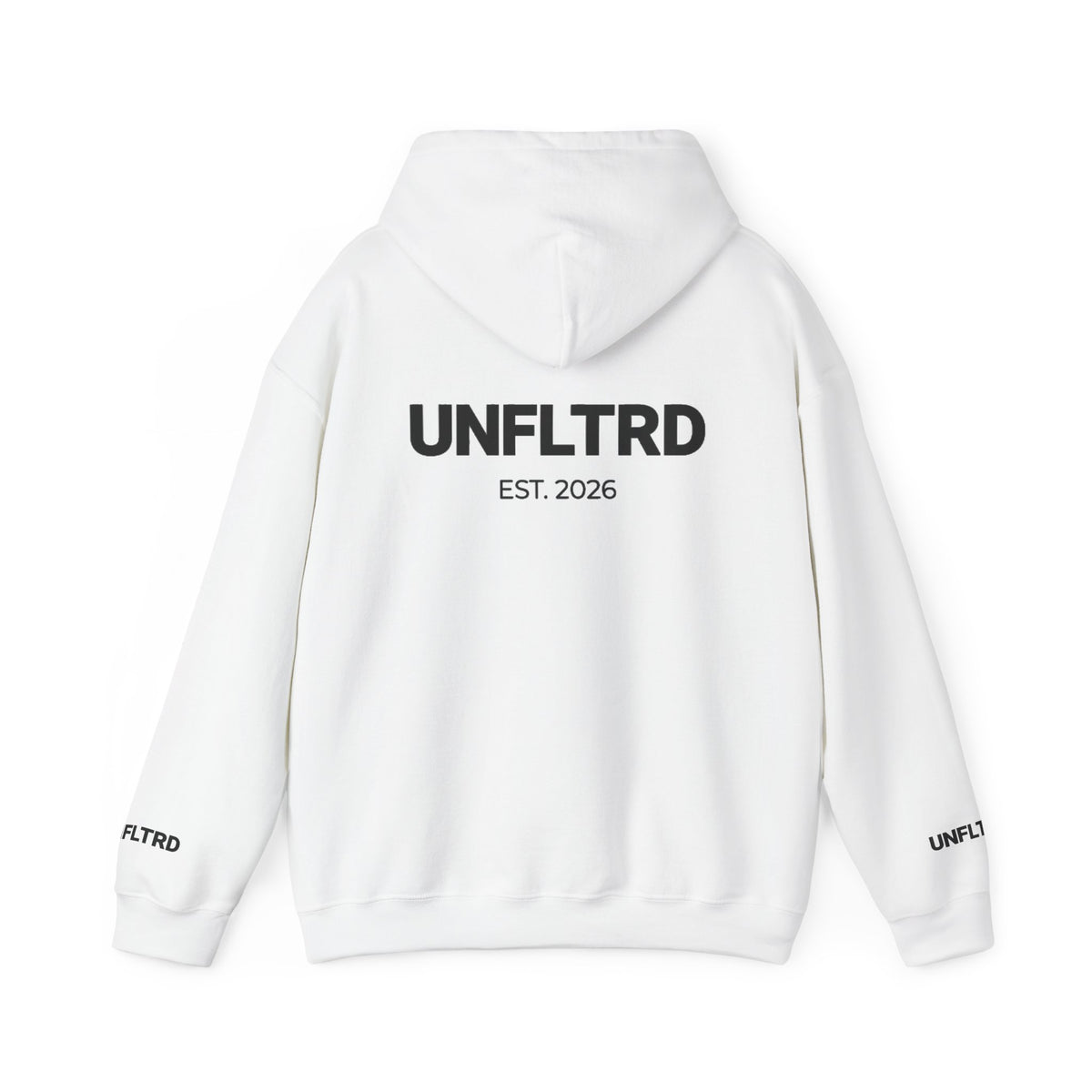 Logo Hoodie — Minimalist White Pullover - UNFLTRD