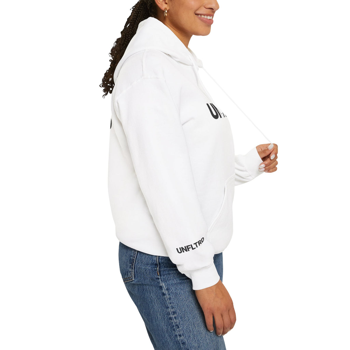 Logo Hoodie — Minimalist White Pullover - UNFLTRD